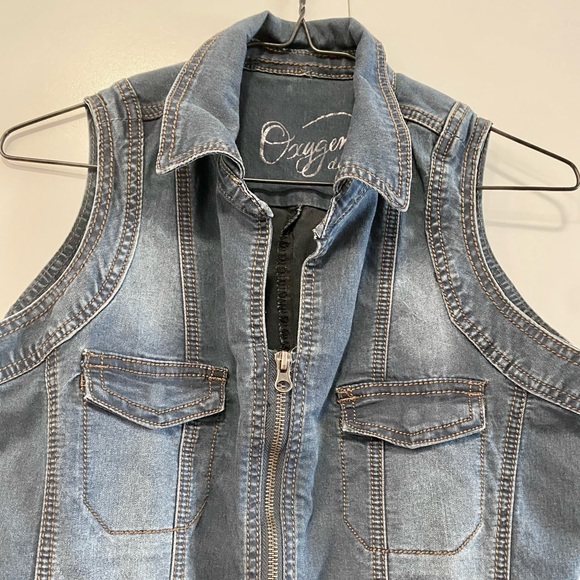 Sleeveless Bodycon Oxygen Denim Zip Up Dress - Picture 1 of 8